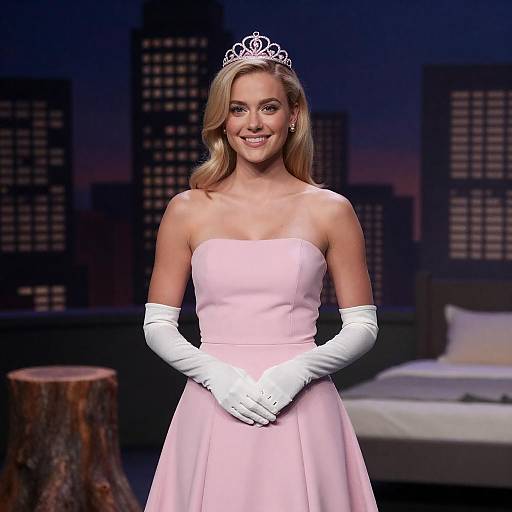 Blonde in Pink Strapless Tiara Portrait