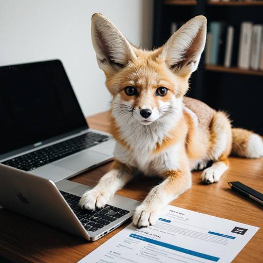 Confident Fennec Fox at Laptop