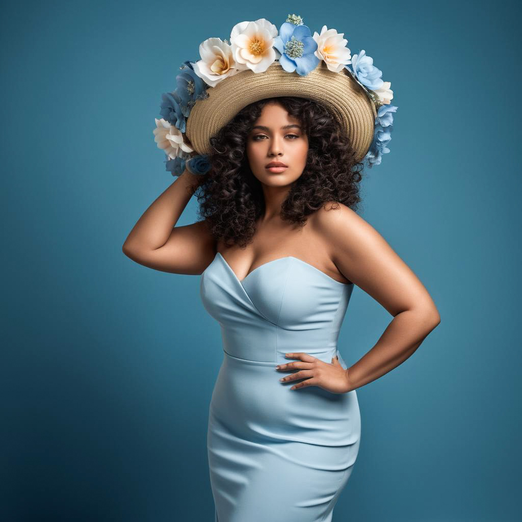 Confident Woman in Flowered Hat