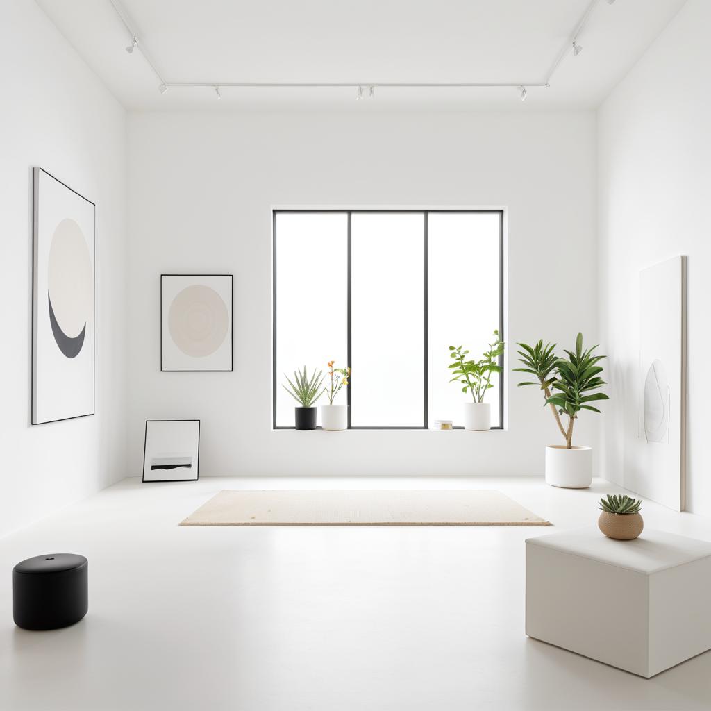 Minimalist Art Room with White Canvas