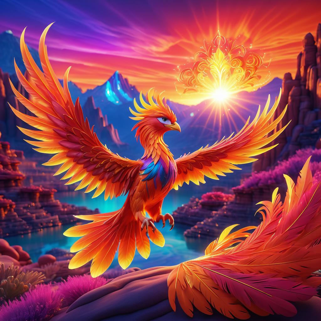 Vibrant Phoenix and Sprite at Sunset