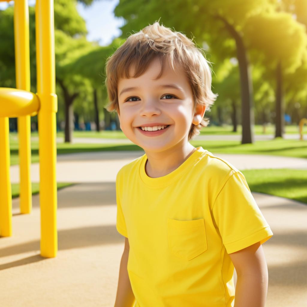 Joyful Boy in Sunny Playground