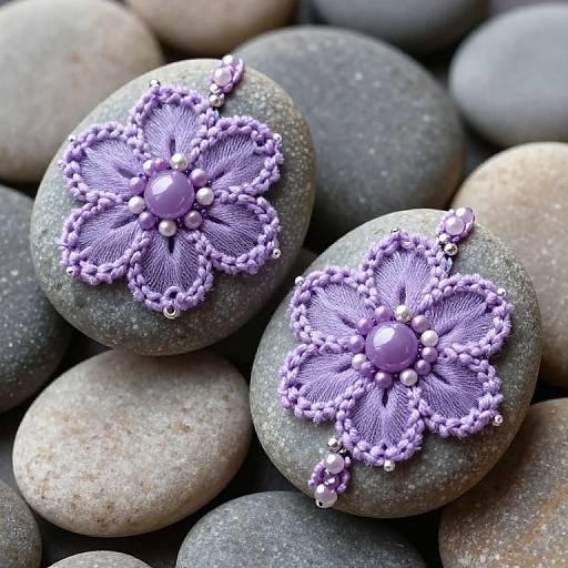 Lavender Crochet Adorned River Pebbles
