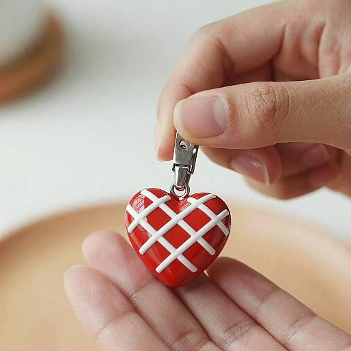 Hand Holding Heart-Shaped Charm