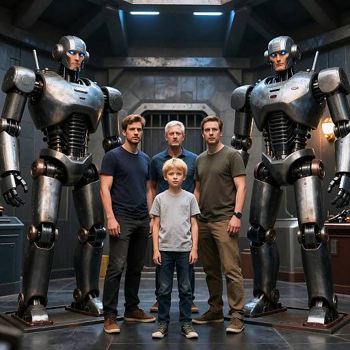 Industrial Room with Robot Guardians