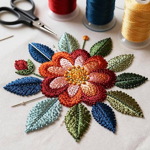 Macro Floral Embroidery Design Detail