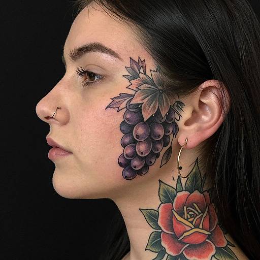 Profile Portrait with Floral Face Tattoos