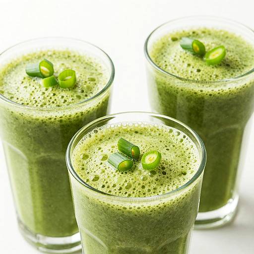 Vibrant Green Smoothies with Onion Topping