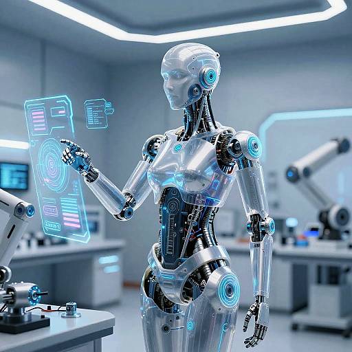 Cyberborg in Futuristic High-Tech Lab