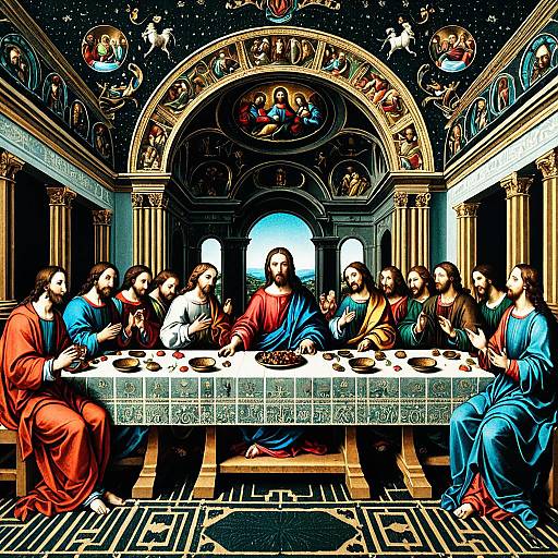 Baroque Style Last Supper with Circuit Board Design
