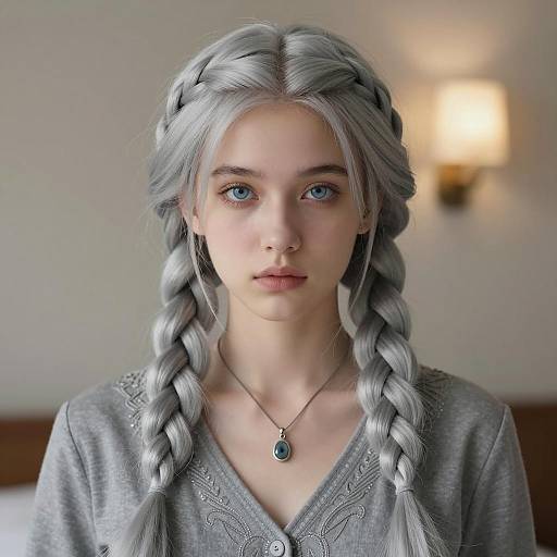 Young Woman with Silver Braids