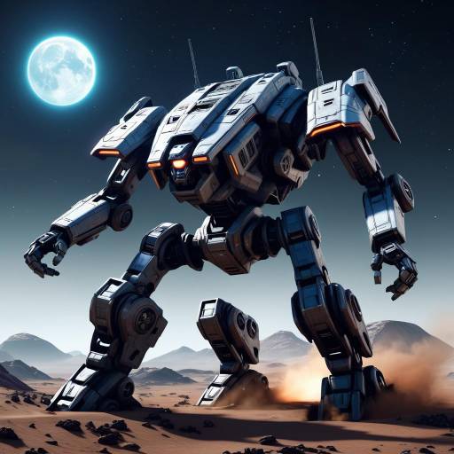Futuristic Battle Mech in Alien Wasteland Futuristic Battle Mech in Alien Wasteland