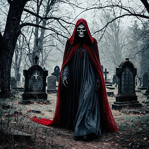 Sinister Wraith Gliding Through Graveyard