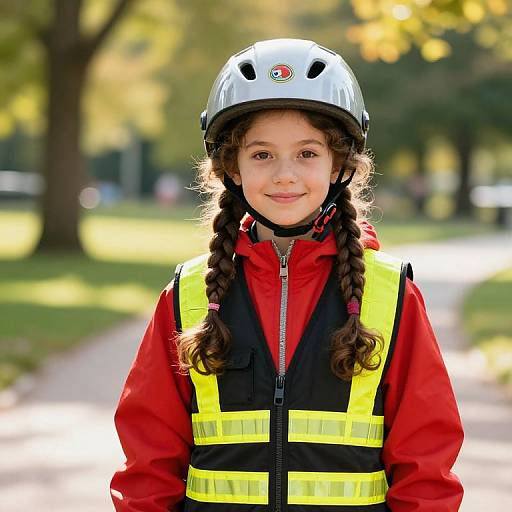 Confident Girl in Safety Gear Outdoors