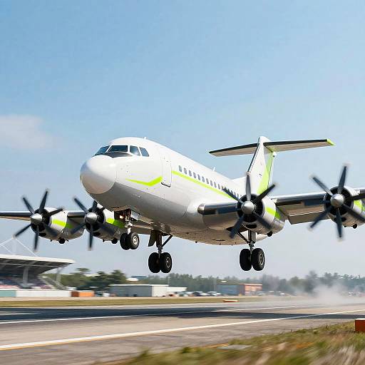 Futuristic Neon-Accented Airplane Takeoff