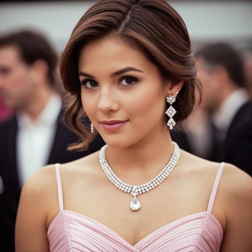Elegant woman in pink dress with jewelry