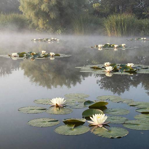 Impressionist Water Lily Pond Scene