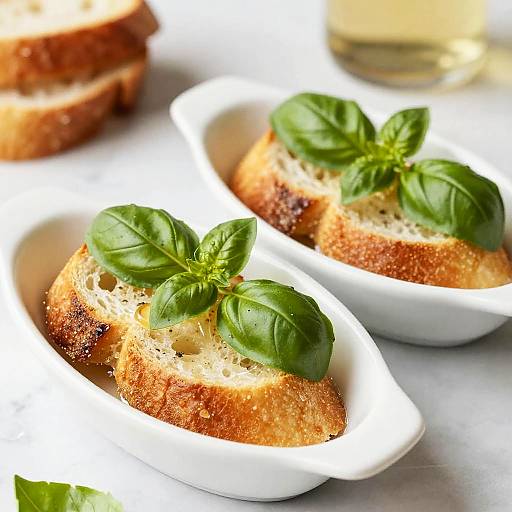 Golden Crispy Bread with Basil Garnish