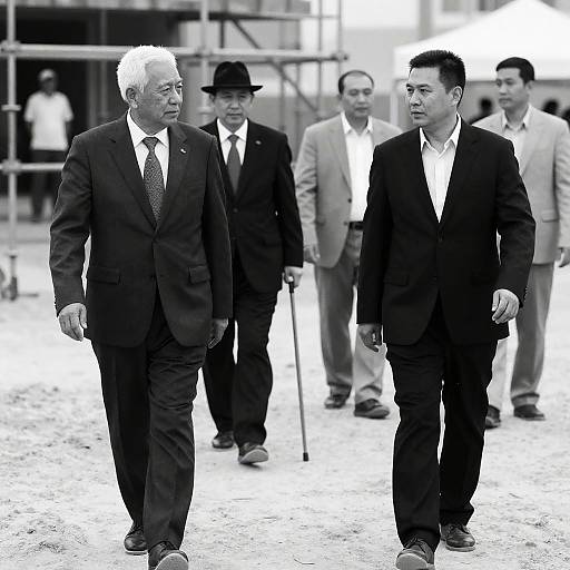Five Men in Sandy Outdoor Photograph