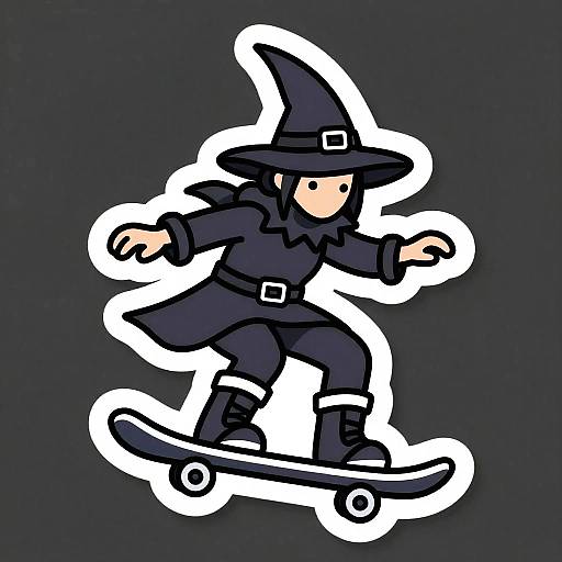 Witch Snowboarding Vector Sticker