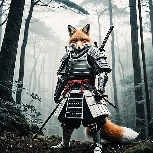 Anthropomorphic Fox Ronin in Samurai Armor