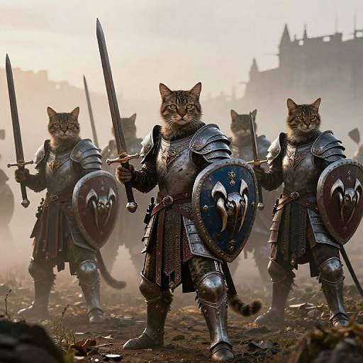 Medieval Feline Warriors in Armor