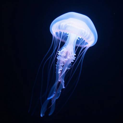 Bioluminescent Jellyfish in Dark