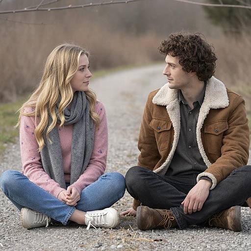 Couple on a Gravel Path in Nature
