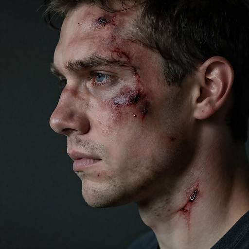 Intense Profile of a Bruised Man
