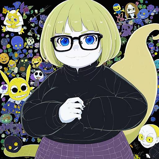 Illustration of Alphys, undertale in the style of Takehana note