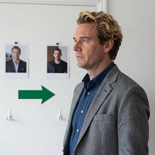 Man in Gray Blazer Looking Serious