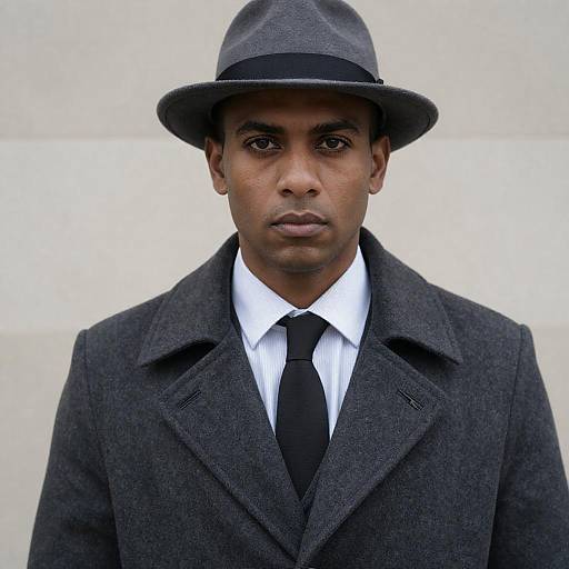 Serious Man Portrait with Fedora and Overcoat