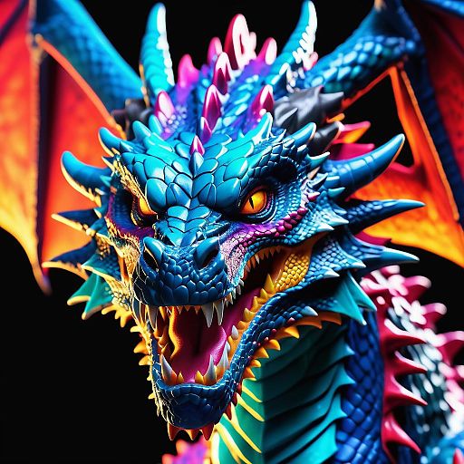 Vibrant 3D Dragon Face with Glow