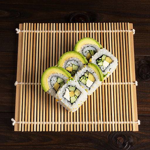 Top-Down Bamboo Sushi Mat Photo