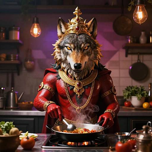 Chandi Wolf Head Full-Body Portrait