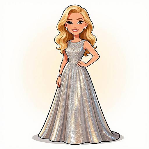 Glamorous Woman in Silver Gown