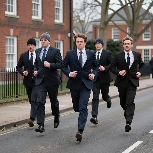 Stylish Chase: Men in Dark Suits