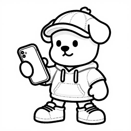 Hip Hop Dog Hand-Stitch Illustration