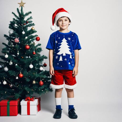 Festive Blue Outfit with Santa Hat