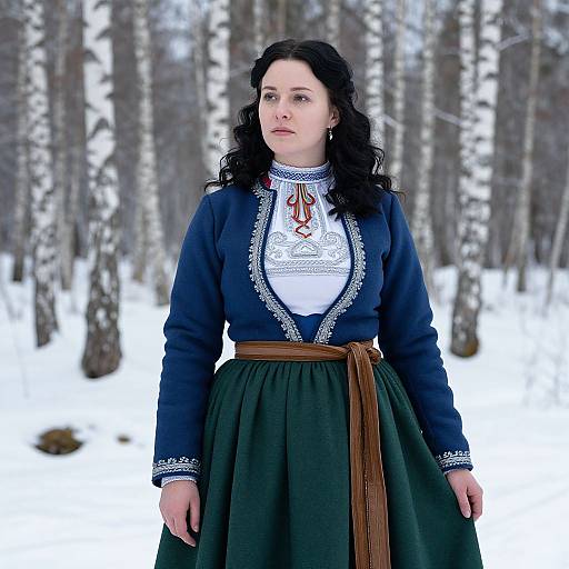 Portrait of Woman in Swedish Folk Dress