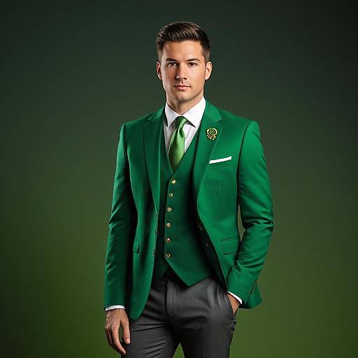 Man in Stylish Green St. Patrick's Day Suit
