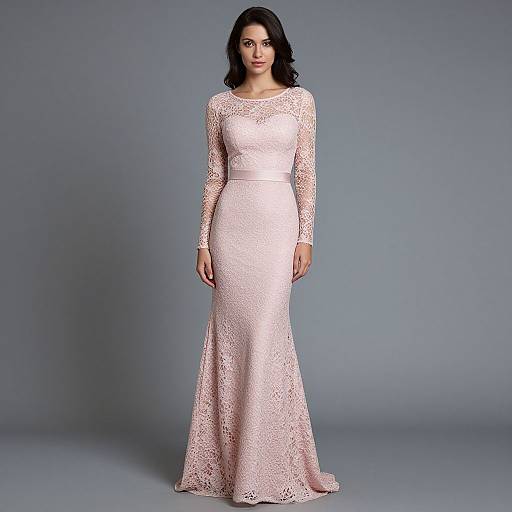 Elegant Pink Lace Prom Dress