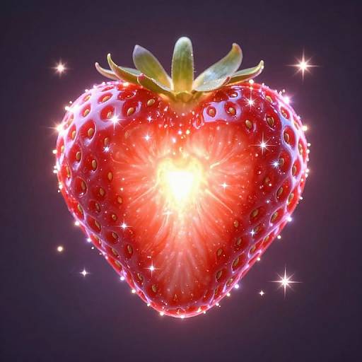 Glowing Heart-Shaped Strawberry Fantasy