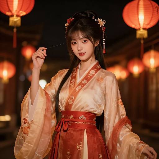 Ultra-HD Lantern Festival Girl