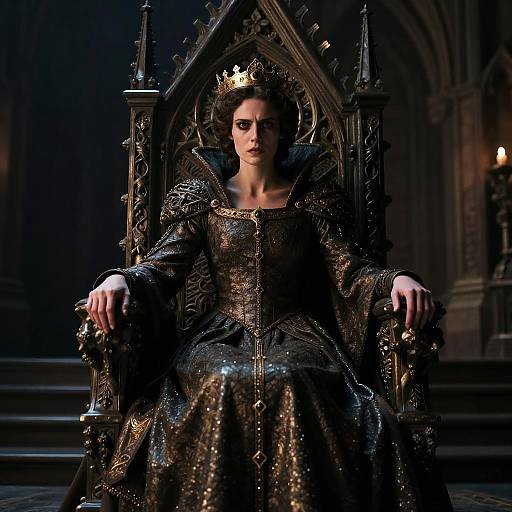 Medieval Queen on Gothic Throne
