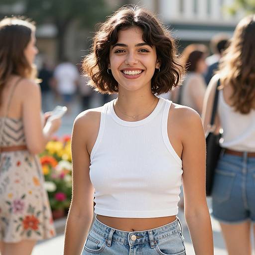Sunny Urban Portrait of Smiling Woman