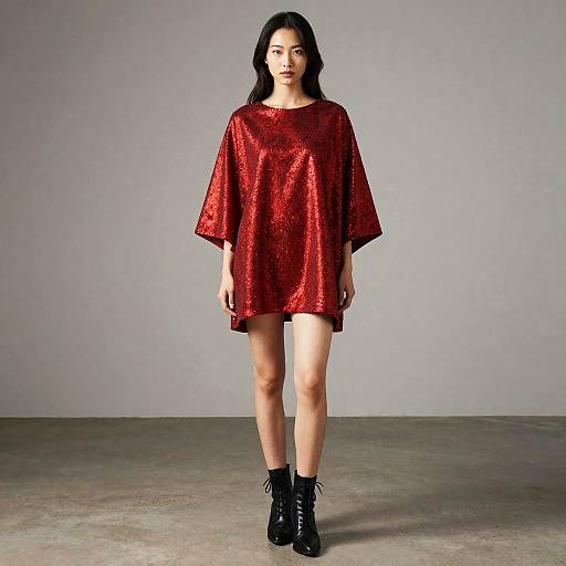 Red Glitter Web Woman Poncho Costume