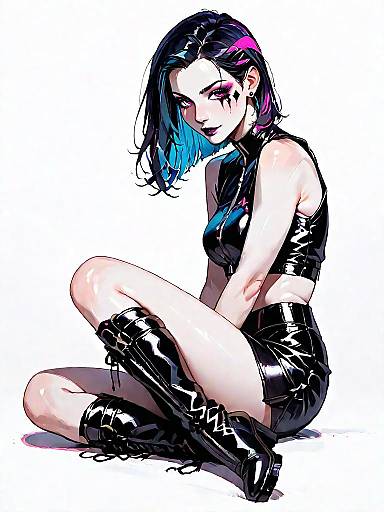 Edgy Modern Woman Purple Velvet Outfit