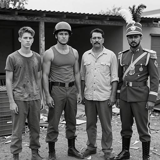Four Men in Rugged Outdoor Setting
