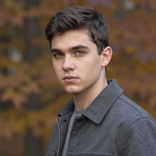 Serious Young Man in Autumn Setting